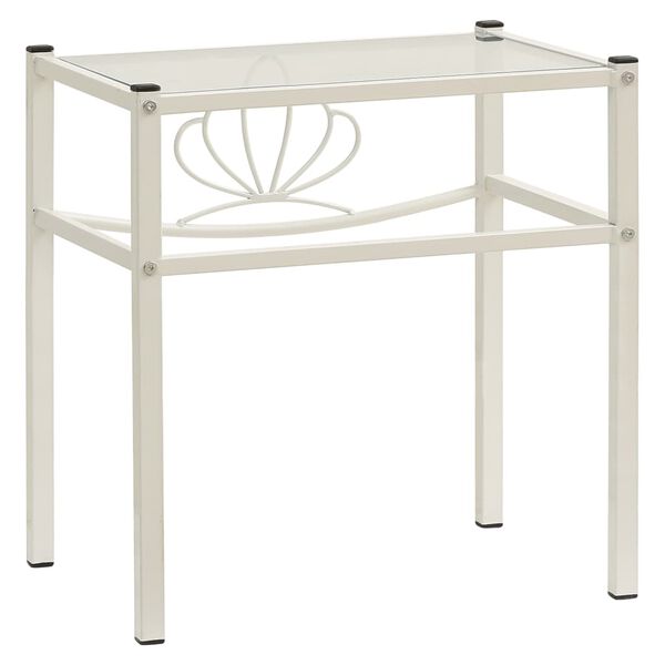 vidaXL Nachttische 2 Stk. Wei&szlig; Transparent Metall und Glas