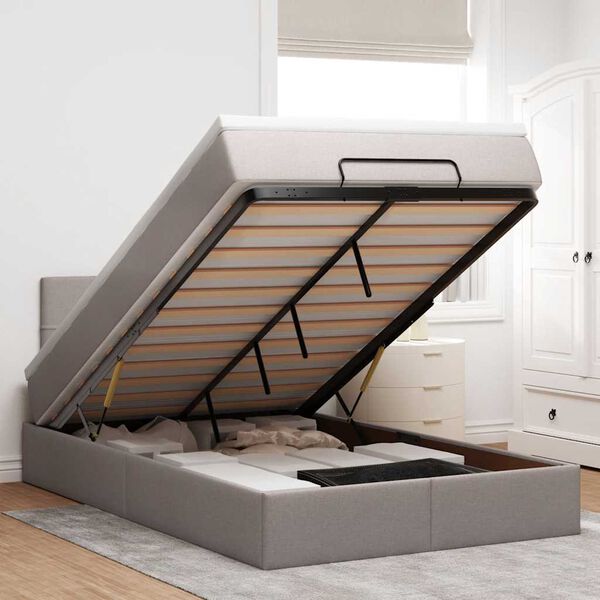 vidaXL Ottoman-Bett mit Matratze Taupe 120x190 cm Stoff