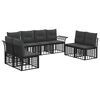 vidaXL Outdoor-Sofagarnitur 8 pcs Schwarz und Dunkelgrau Polyester