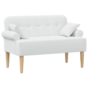vidaXL Zweisitzer mit Knopfheftung Wei&szlig; 120 x 65 x 79 cm Stoff