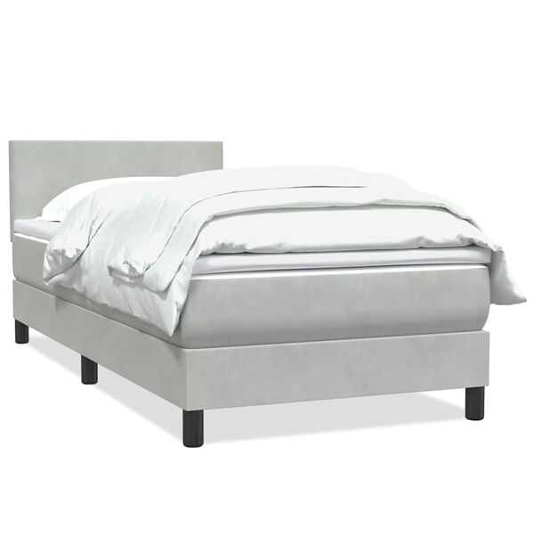 vidaXL Boxspringbett mit Matratze Hellgrau 80x210 cm Samt