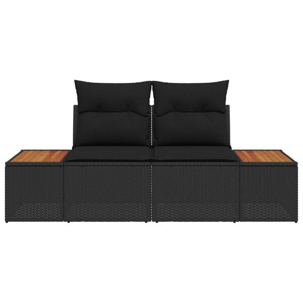 vidaXL Gartensofa Schwarz 184 x 62 x 85cm Poly-Rattan