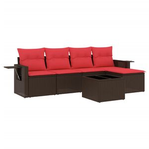 vidaXL 6-teiliges Gartensofa-Set mit Kissen, braun, Polyrattan