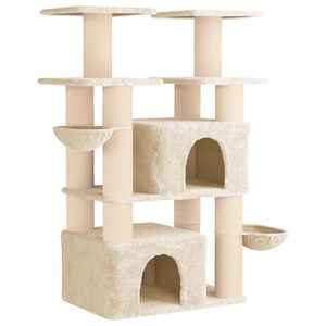 vidaXL Katzennbaum mit Sisal-Kratzs&auml;ulen Creme 147 cm 2 stk.