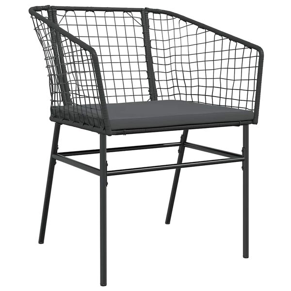 vidaXL 3-tlg. Garten-Essgruppe mit Kissen Schwarz Poly Rattan Glas