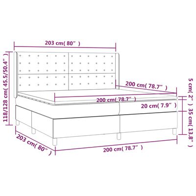 vidaXL Boxspringbett mit Matratze & LED Schwarz 200x200 cm Stoff