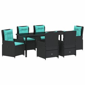 vidaXL Garten Essgruppe 7 stk. Schwarz Poly Rattan