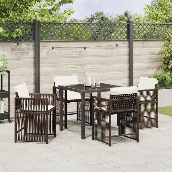 vidaXL Garten Essgruppe 5 pcs Braun Poly-Rattan