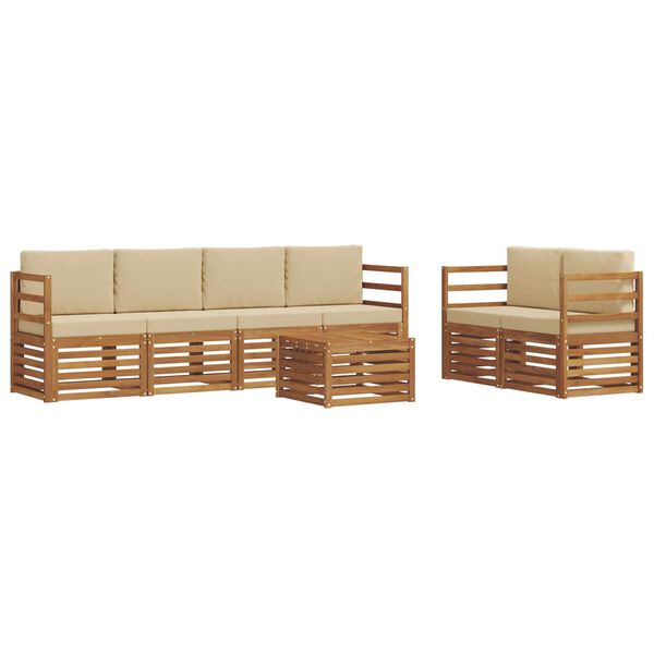 vidaXL Outdoor-Sofagarnitur 7 pcs Natur und Beige Massivholz Akazie