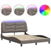 vidaXL Bettgestell mit LED ohne Matratze "Hvar" Taupe 140x190 cm Stoff