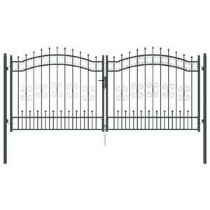 vidaXL Zauntor mit Speer-Top KAMPEN 305 x 125 cm Stahl Grau