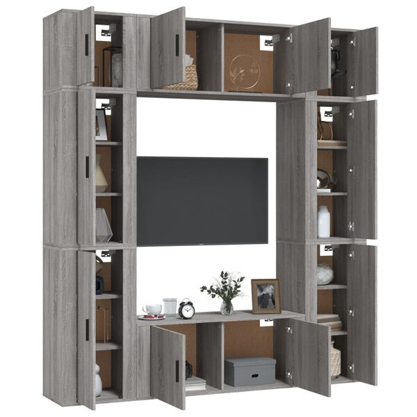 vidaXL 8-tlg. TV-Schrank-Set Grau Sonoma Holzwerkstoff