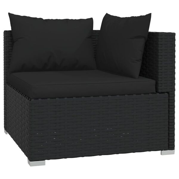 vidaXL 8-tlg. Garten-Lounge-Set mit Kissen Schwarz Poly Rattan