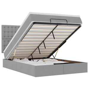 vidaXL Ottoman-Bett mit Matratze & LEDs Hellgrau 140x200 cm Stoff