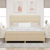 vidaXL LED Boxspringbett mit Matratze Creme 180 x 200 cm Stoff