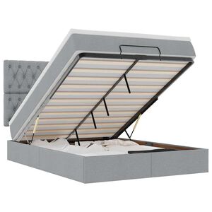 vidaXL Ottoman-Bett mit Matratze & LEDs Hellgrau 140x200 cm Stoff