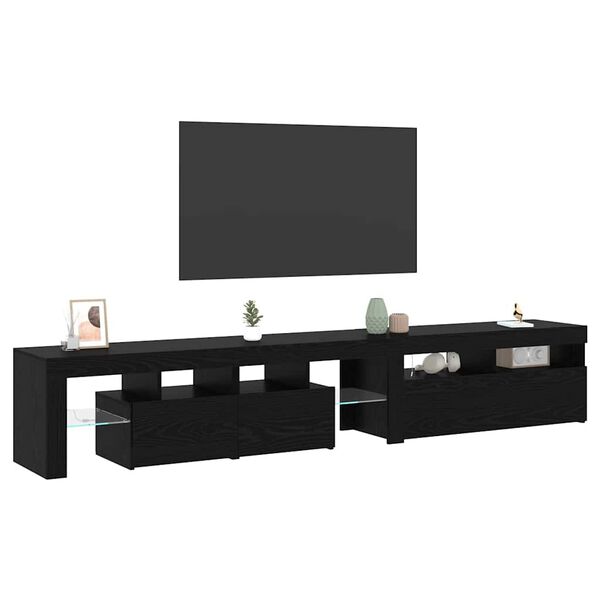 vidaXL TV-Schr&auml;nk mit LED 2 pcs Schwarz Eichen-Optik 290 x 37 x 40 cm