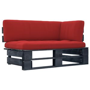 vidaXL Garten-Ecksofa aus Paletten Schwarz Impr&auml;gniertes Kiefernholz