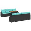 vidaXL Garten-Sofa-Set mit Kissen 9 pcs Schwarz und Teal
