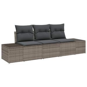 vidaXL Gartensofa-set mit Speicher 3 pcs Grau Poly-Rattan