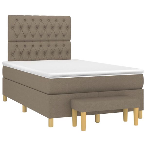 vidaXL Boxspringbett mit Matratze Taupe 120x190 cm Stoff