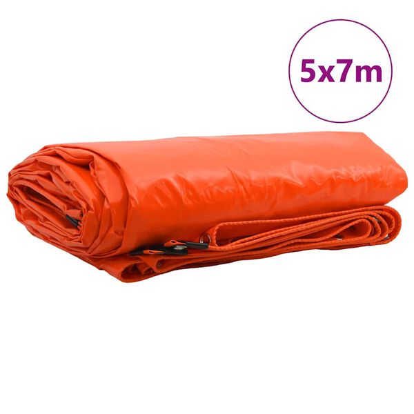 vidaXL Plane 650g / m&sup2; Orange 5 x 7 m Canvas mit PVC-Beschichtung