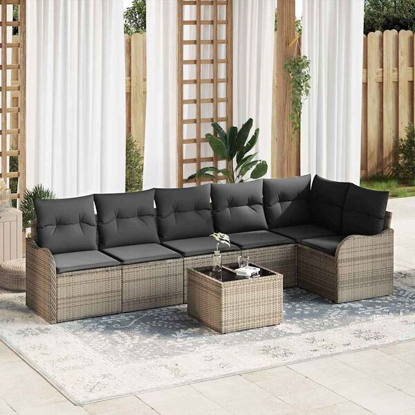 vidaXL Gartensofa-set Grau Poly-Rattan