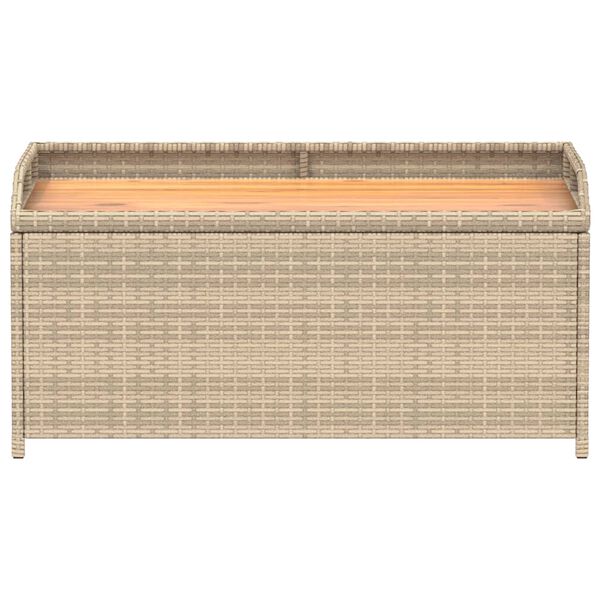 vidaXL Bank mit Stauraum Beige 100x50x52 cm Poly Rattan Akazienholz