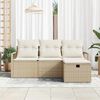 vidaXL Sofa Set mit Kissen 4 pcs Beige und Creme Poly-Rattan
