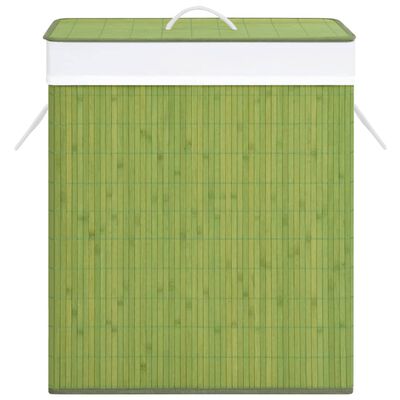 vidaXL Bambus-Wäschekorb mit 2 Fächern Grün 100 L
