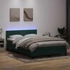 vidaXL Boxspringbett mit Matratze & LED Dunkelgr&uuml;n 160x210 cm Samt