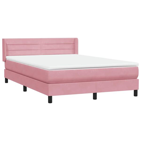 vidaXL Boxspringbett mit Matratze Rosa 140x210 cm Samt