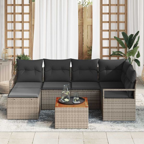 vidaXL Garten-Sofa-Set 7 pcs Grau