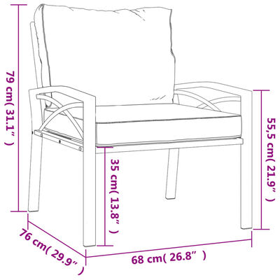 vidaXL Gartenstühle mit Sandfarbigen Kissen 2 Stk. 68x76x79 cm Stahl