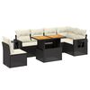 vidaXL 7-tlg. Garten-Sofagarnitur mit Kissen Schwarz Poly Rattan