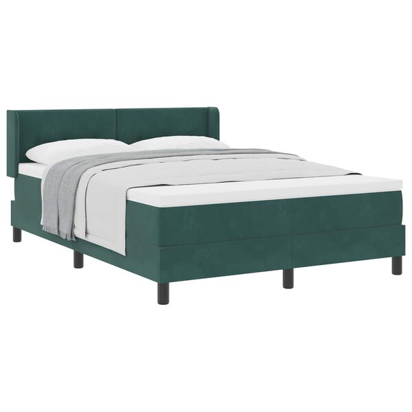 vidaXL Boxspringbett mit Matratze Dunkelgr&uuml;n 200 x 160 cm Samt