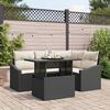 vidaXL Garten-Sofa-Set mit Kissen mit Speicher 5 pcs Schwarz und Creme