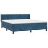 vidaXL Boxspringbett mit Matratze Dunkelblau 180x200 cm Samt