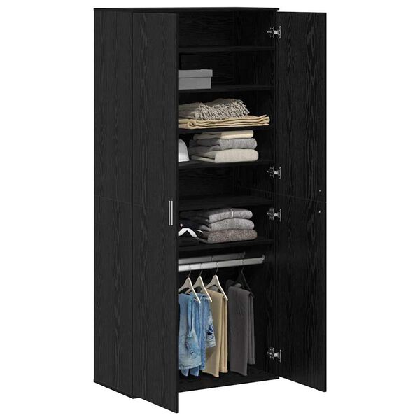 vidaXL Hochschrank Schwarz Eichen-Optik 80 x 39 x 178 cm Holzwerkstoff