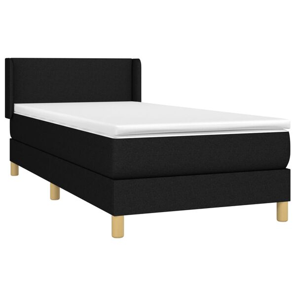 vidaXL Boxspringbett mit Matratze Schwarz 90x190 cm Stoff