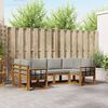 vidaXL Outdoor-Sofagarnitur mit Kissen 6 pcs Nat&uuml;rlich und Hellgrau