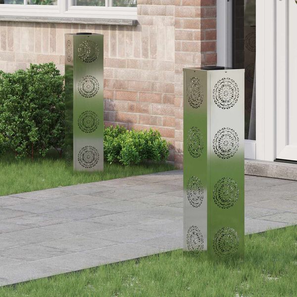 vidaXL Solar LED Weg Licht 2 pcs Silber Galvanisiertes Stahl