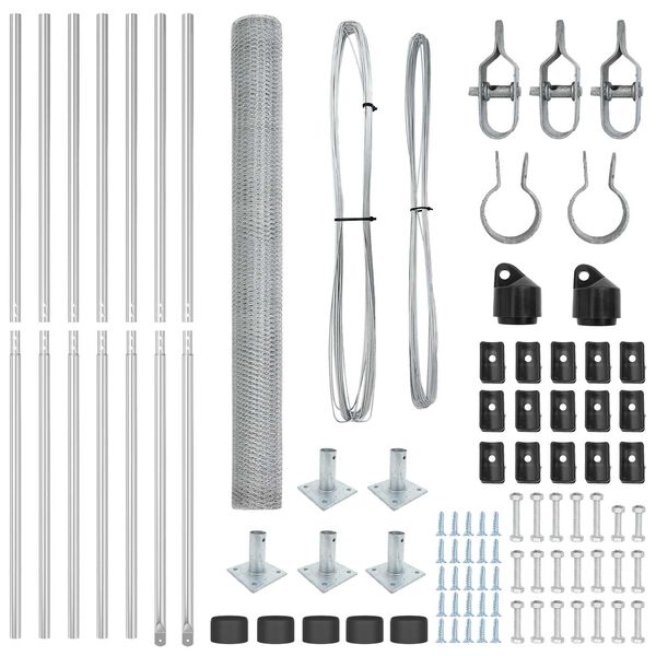 vidaXL Zaunpfosten Silber 10 x 1,4 m (13 mm Maschen) Stahl