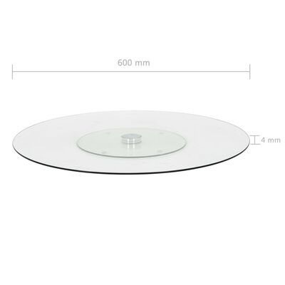 vidaXL Servierplatte Drehbar Transparent 60 cm Hartglas