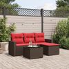 vidaXL 5-tlg. Garten-Sofagarnitur mit Kissen Braun Poly Rattan