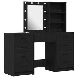 vidaXL Schminktisch 3 stk. Schwarz Eichen-Optik 40 x 41 x 135 cm