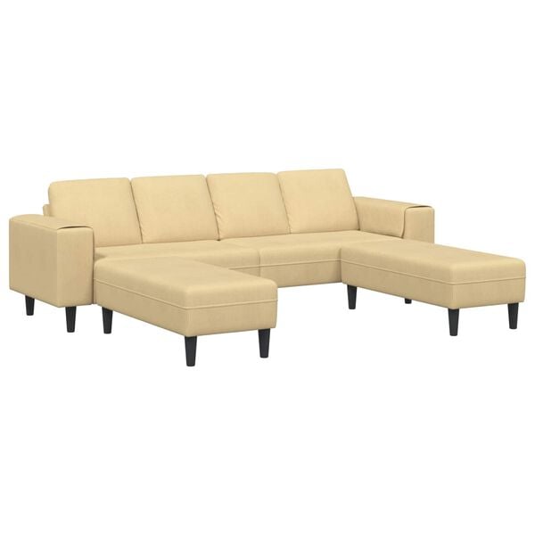 vidaXL Sofa mit Kissen Grau-Gr&uuml;n 250 x 188 x 76 cm Cordstoff