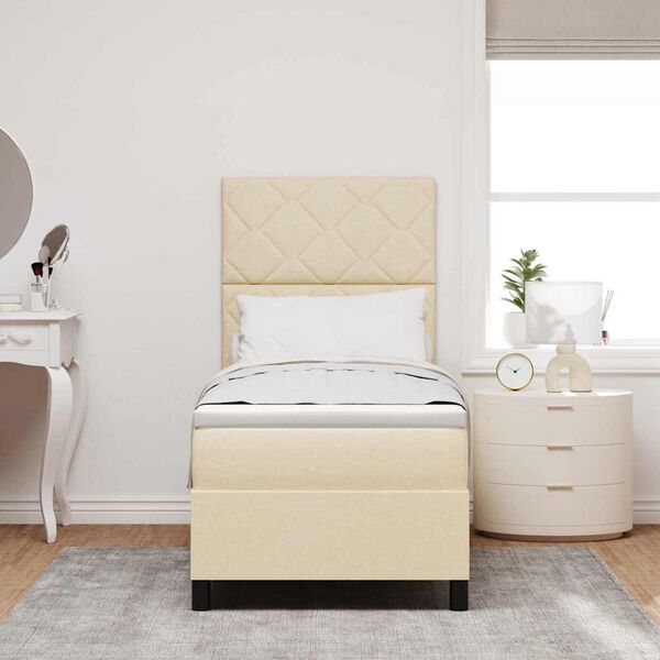 vidaXL Boxspringbett mit Matratze mit LED Creme 80 x 200 cm Stoff