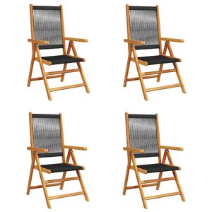 vidaXL Klappstuhl Verstellbar 4 Stk. Schwarz Massivholz Akazie