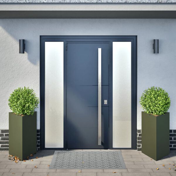 vidaXL Pflanzkübel 2 Stk. Olivgrün Dreieckig 50x43x75 cm Stahl